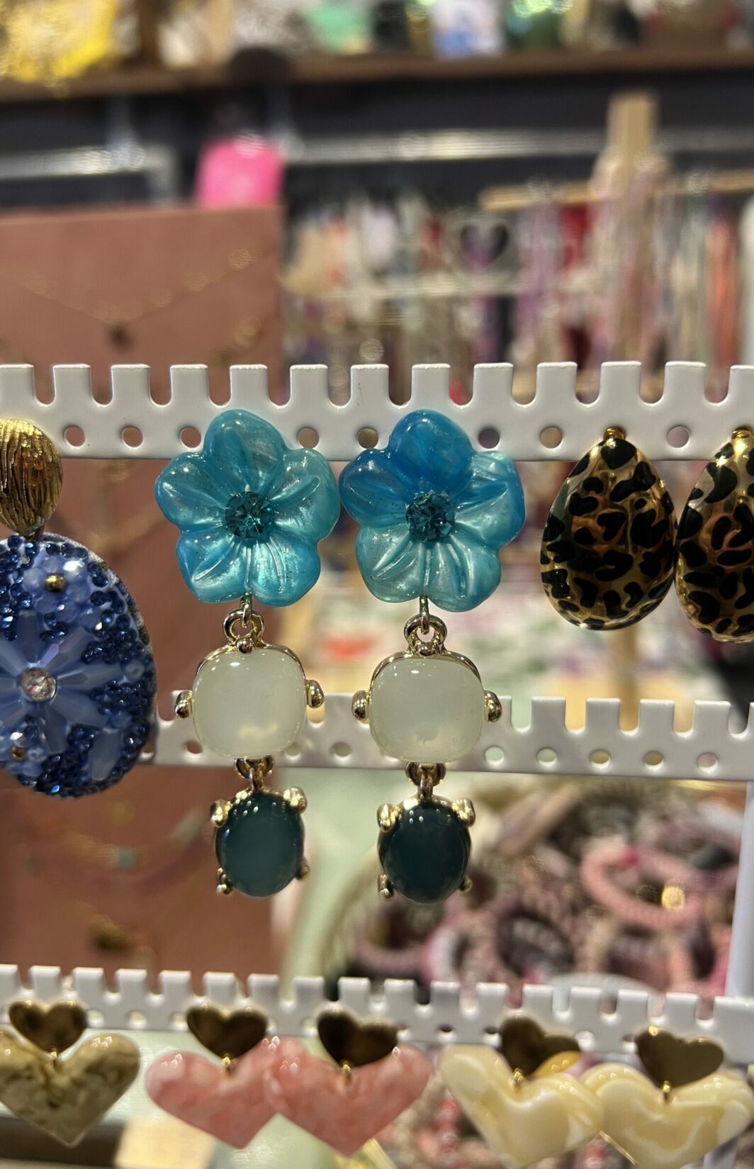 Bloem oorbellen blauw