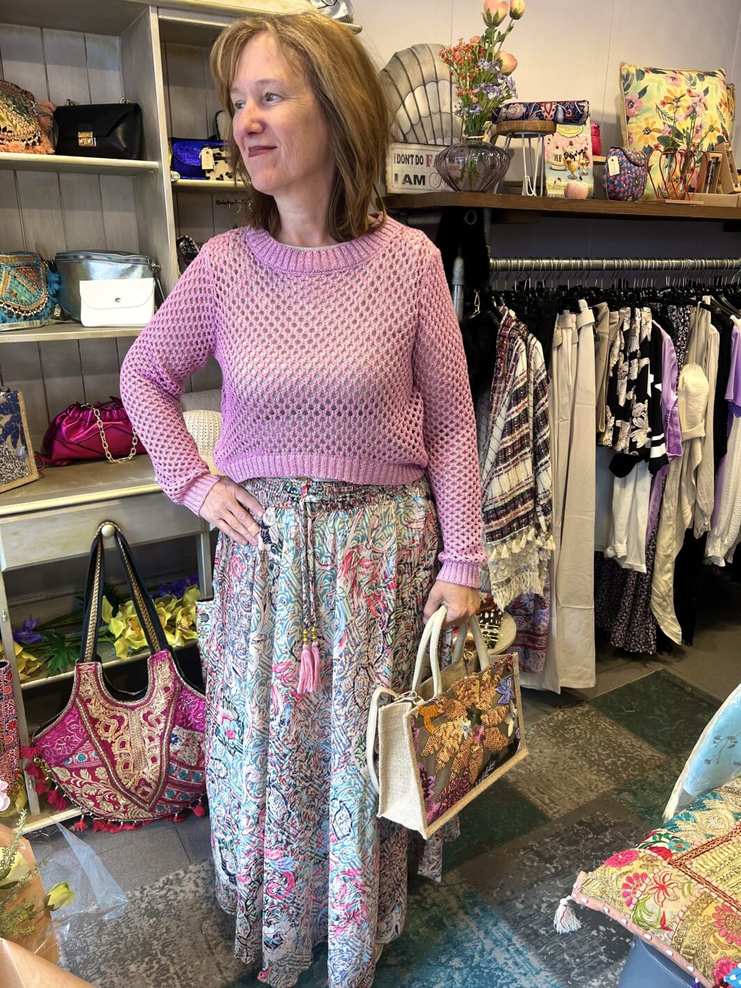 Bohemian rok roze