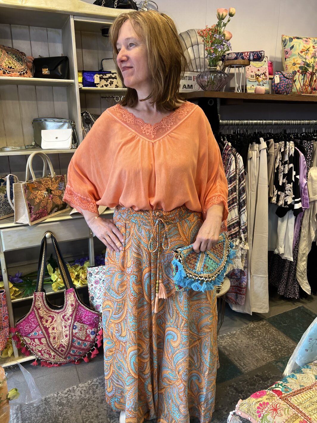 Bohemian rok oranje