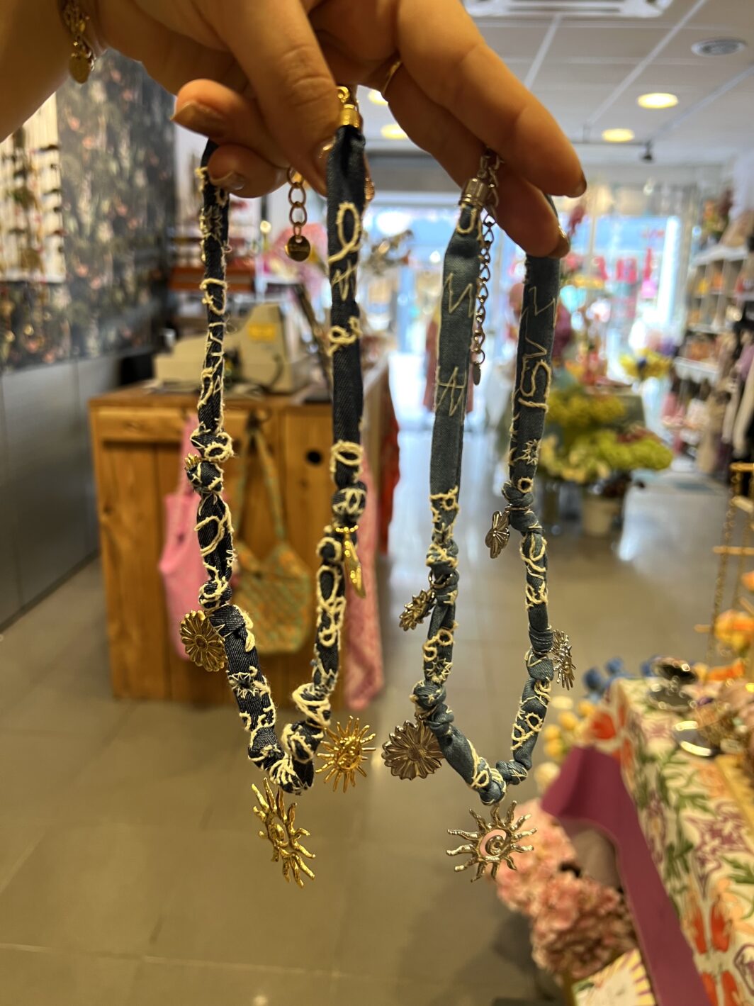 Bandana ketting ‘denim’