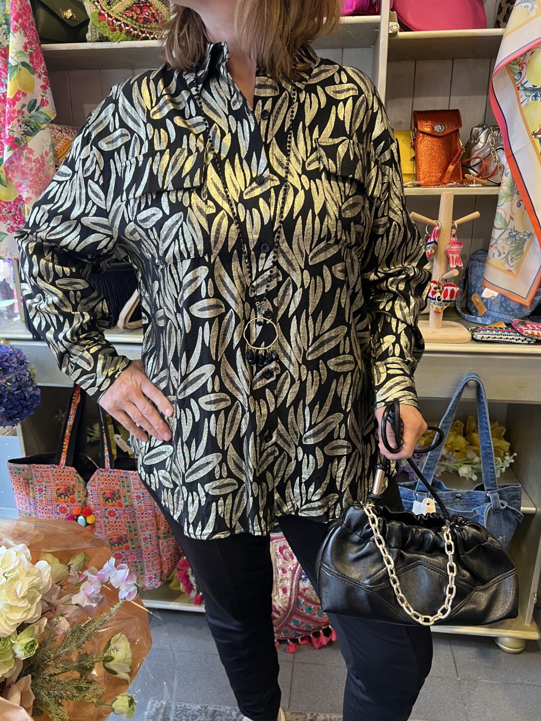 Blouse goud zwart