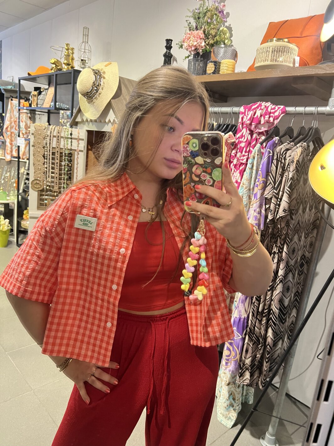 Cropped blouse rood