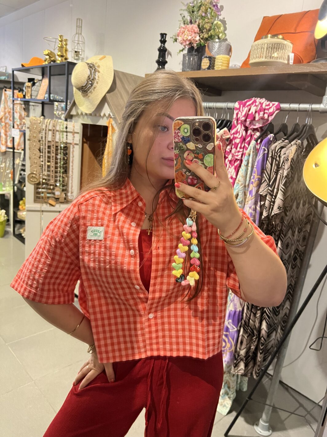 Cropped blouse rood - Afbeelding 2
