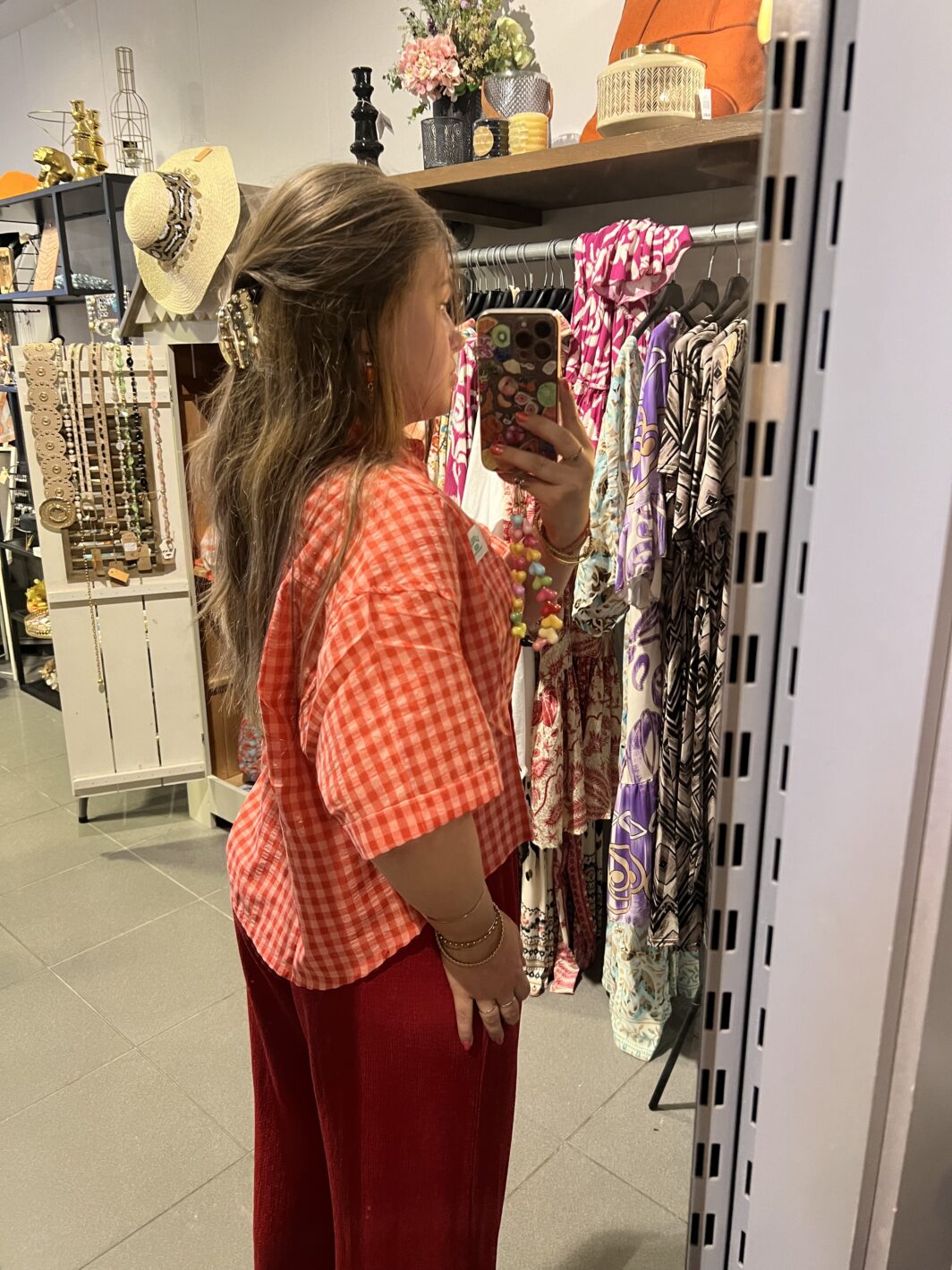 Cropped blouse rood - Afbeelding 3