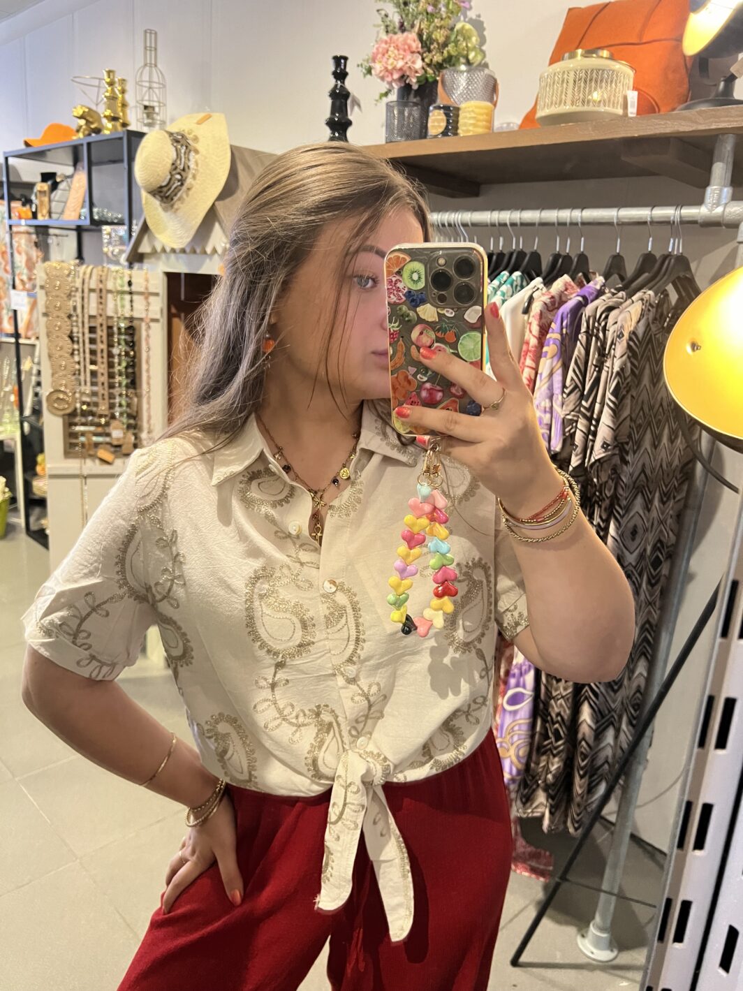 Crème gouden blouse
