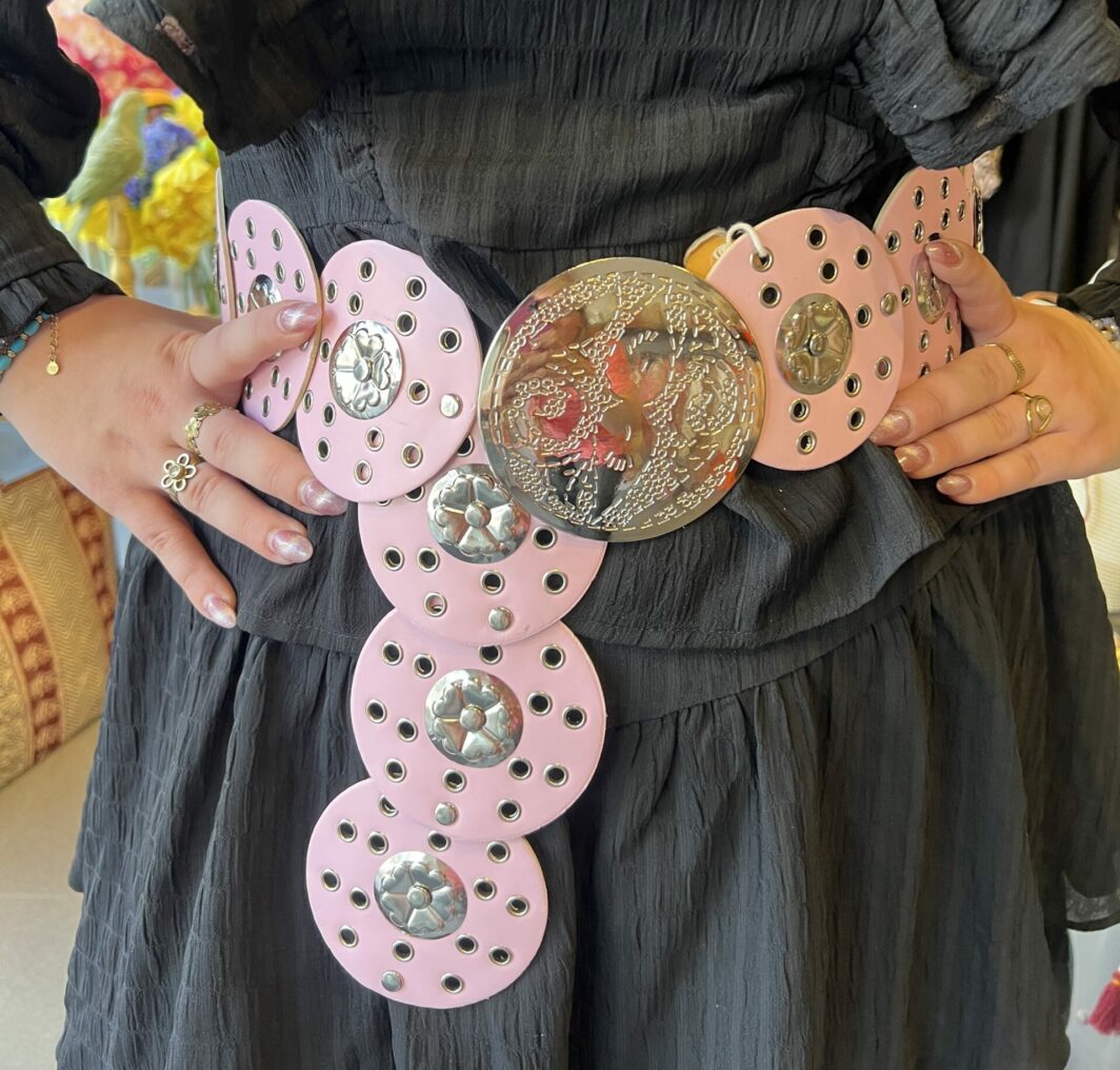 Boho riem lichtroze