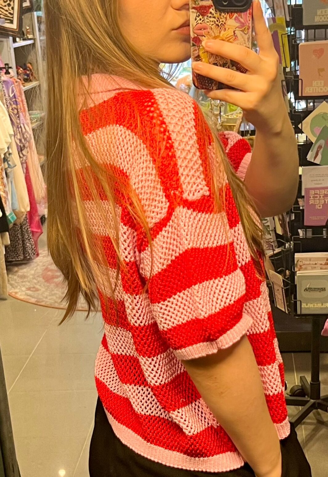 Gehaakt topje rood roze - Afbeelding 2