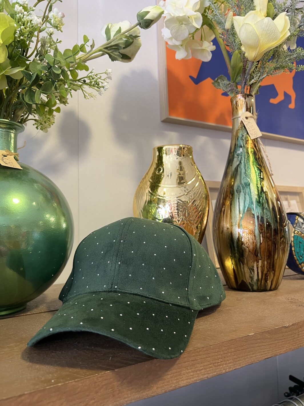 Fluwelen pet groen