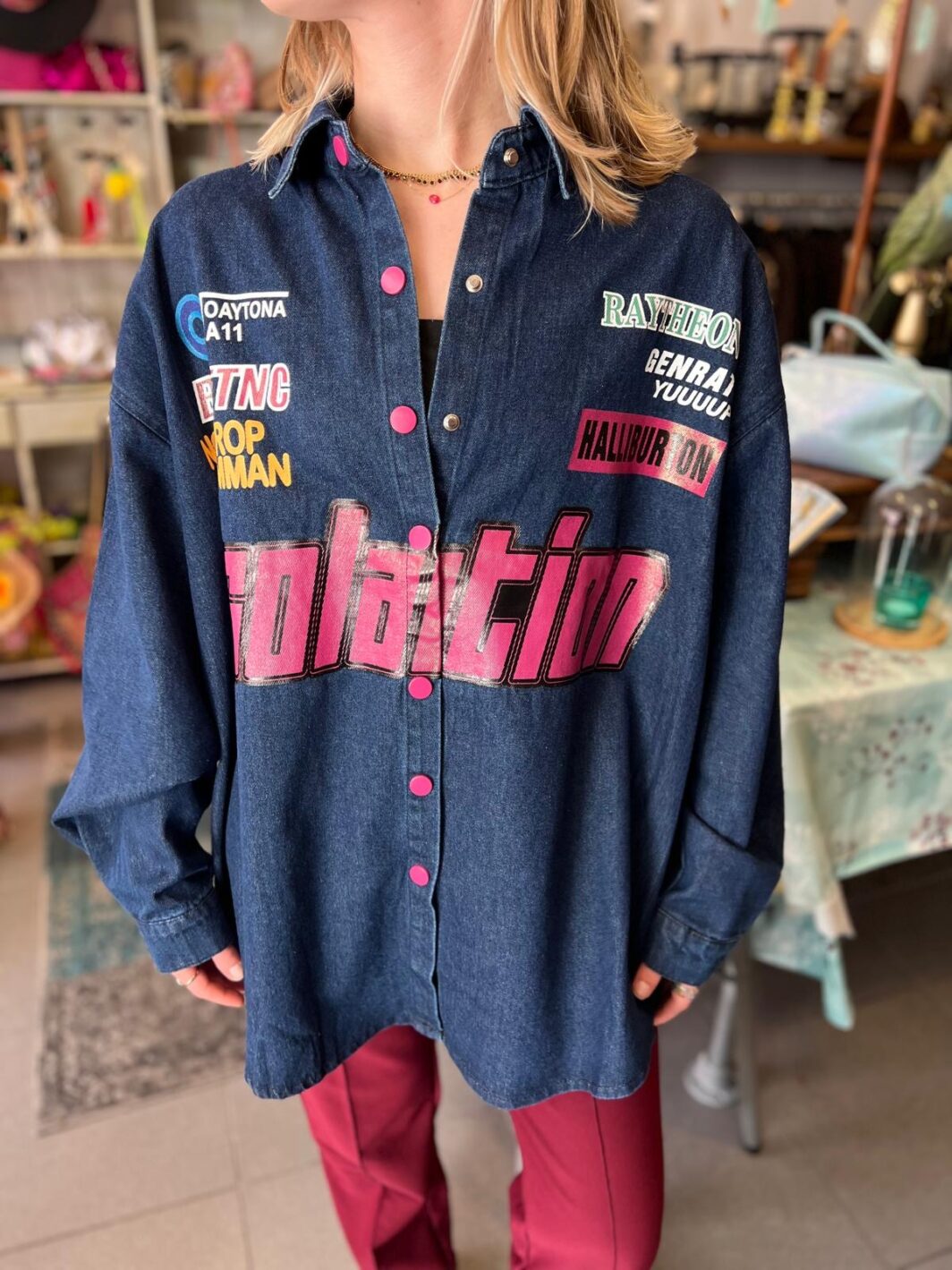Denim blouse pink
