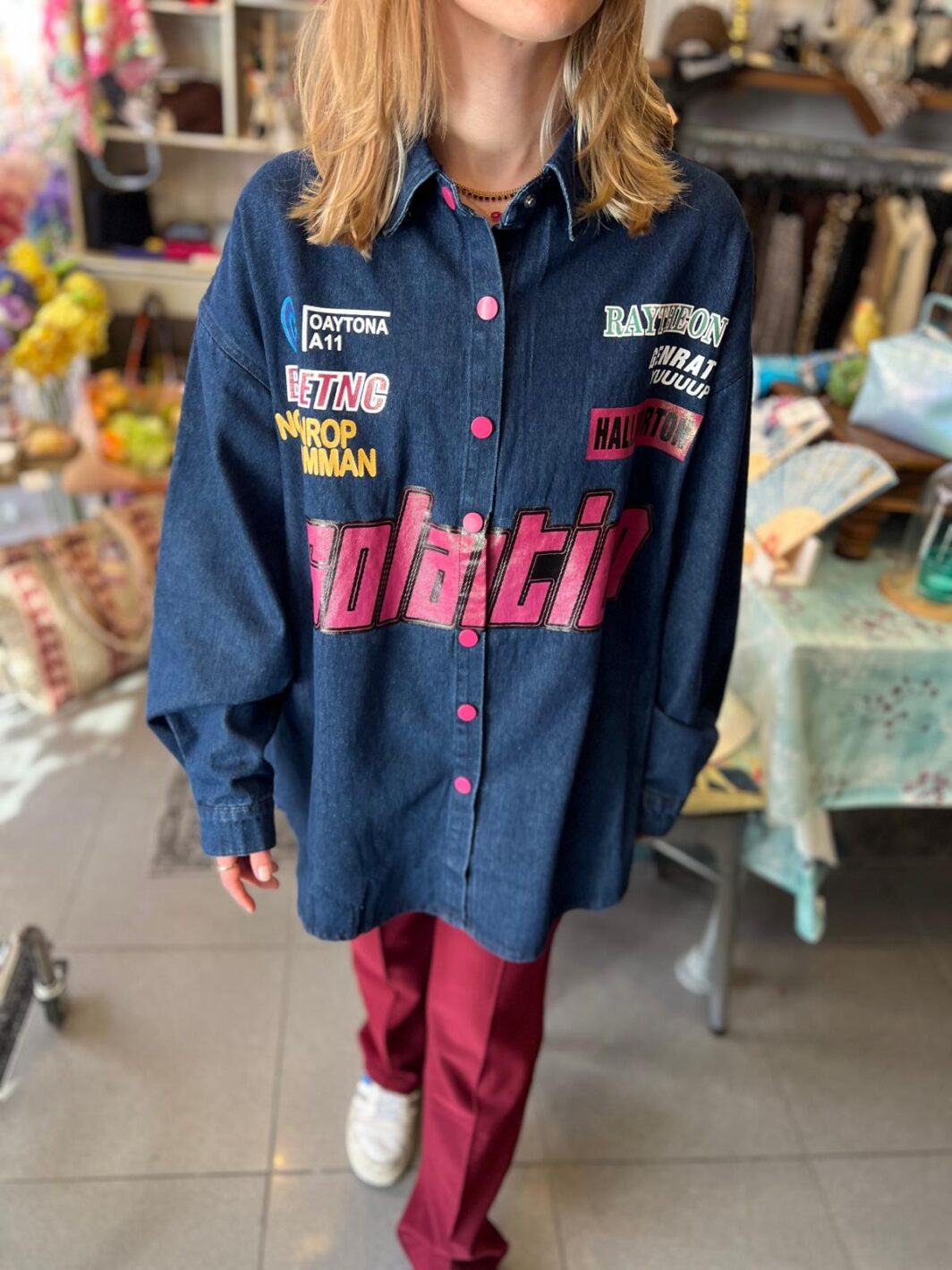 Denim blouse pink - Afbeelding 2